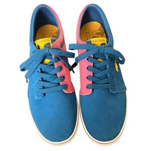 Lacoste Vaultstar Sleek Suede Sneakers vibrant Turquoise/Purple Women’s 8.5 NWT